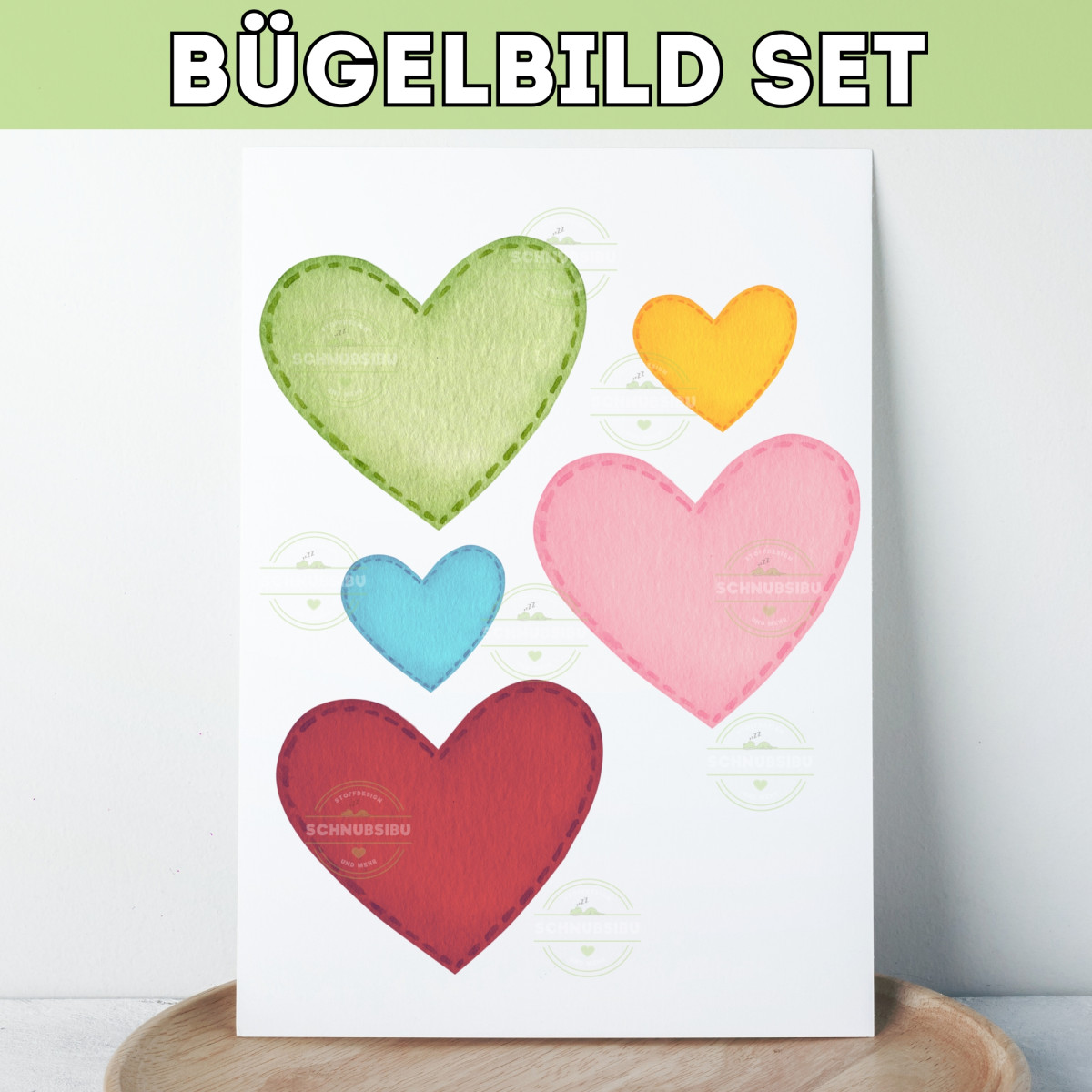 Bügelbild Herzen Set